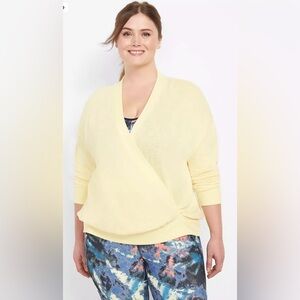 LIVI Yellow Pear Surplice Neck French Terry Sweatshirt Sz 22/24